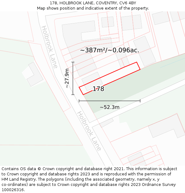 178, HOLBROOK LANE, COVENTRY, CV6 4BY: Plot and title map