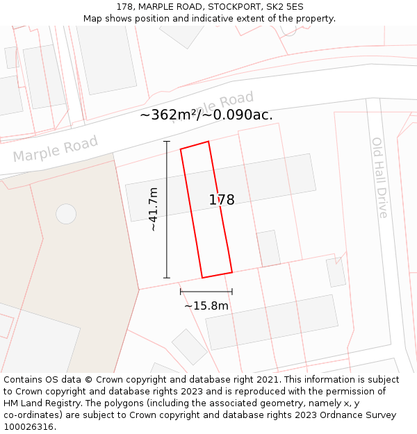 178, MARPLE ROAD, STOCKPORT, SK2 5ES: Plot and title map