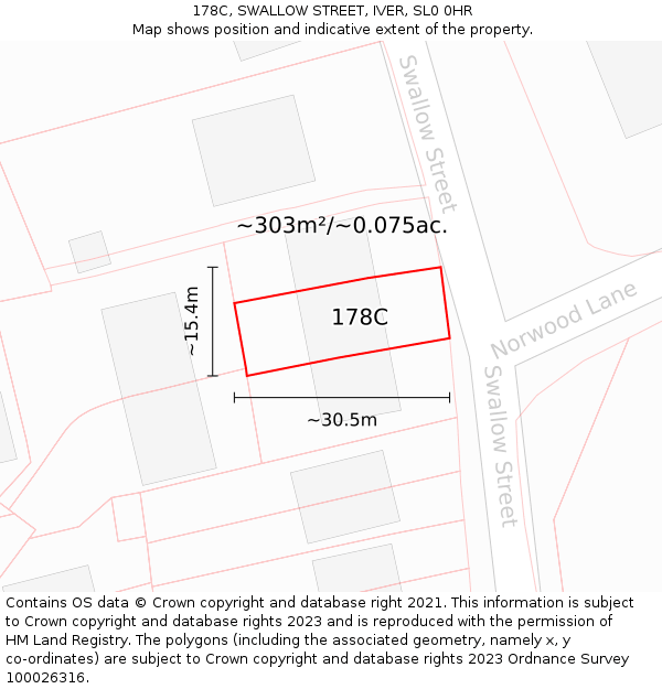 178C, SWALLOW STREET, IVER, SL0 0HR: Plot and title map