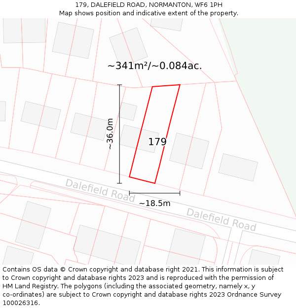 179, DALEFIELD ROAD, NORMANTON, WF6 1PH: Plot and title map