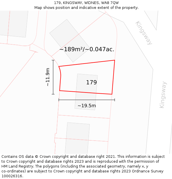 179, KINGSWAY, WIDNES, WA8 7QW: Plot and title map