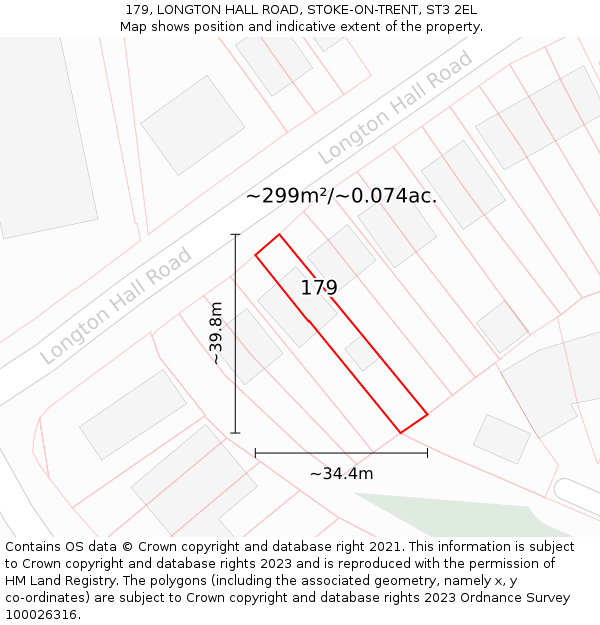 179, LONGTON HALL ROAD, STOKE-ON-TRENT, ST3 2EL: Plot and title map