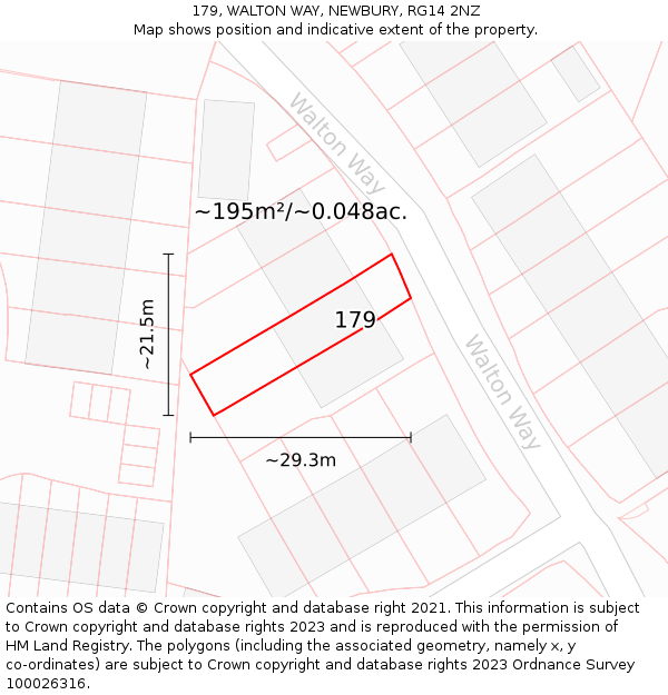 179, WALTON WAY, NEWBURY, RG14 2NZ: Plot and title map