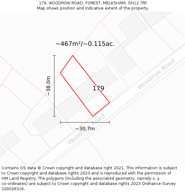 179, WOODROW ROAD, FOREST, MELKSHAM, SN12 7RF: Plot and title map