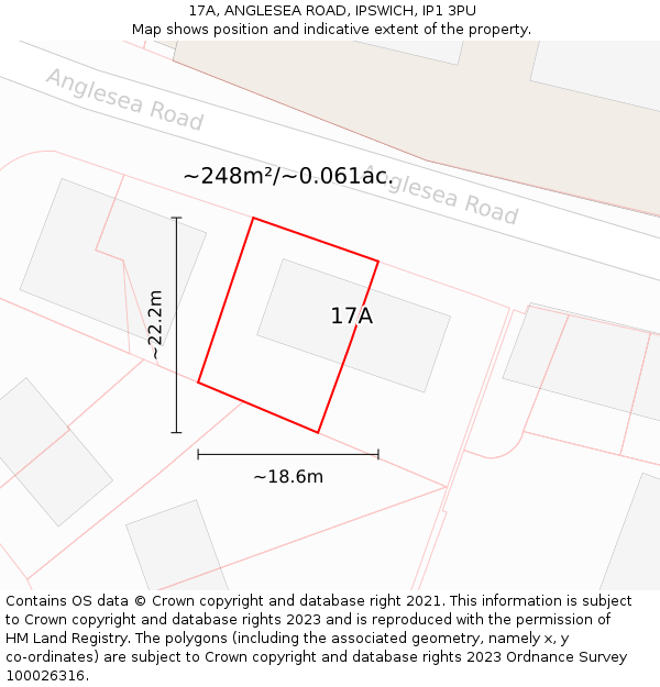 17A, ANGLESEA ROAD, IPSWICH, IP1 3PU: Plot and title map