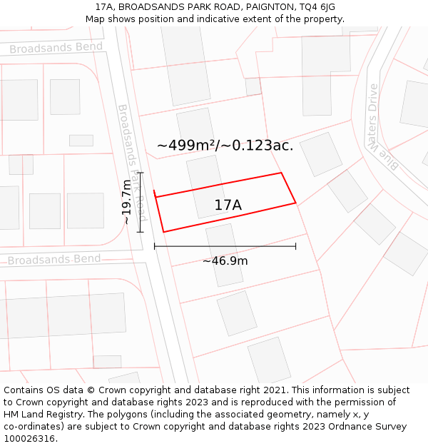 17A, BROADSANDS PARK ROAD, PAIGNTON, TQ4 6JG: Plot and title map