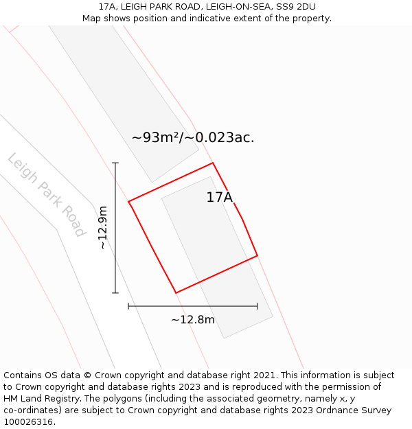 17A, LEIGH PARK ROAD, LEIGH-ON-SEA, SS9 2DU: Plot and title map