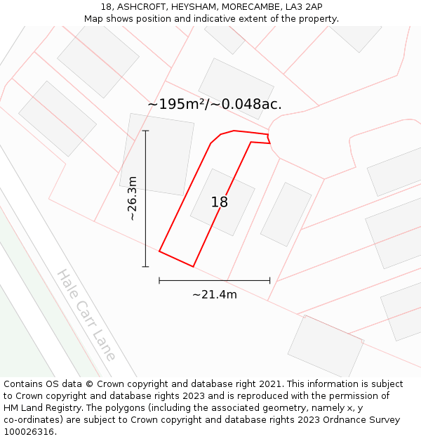 18, ASHCROFT, HEYSHAM, MORECAMBE, LA3 2AP: Plot and title map