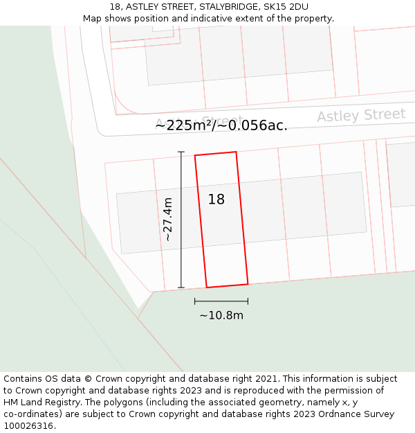 18, ASTLEY STREET, STALYBRIDGE, SK15 2DU: Plot and title map