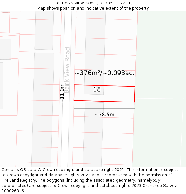 18, BANK VIEW ROAD, DERBY, DE22 1EJ: Plot and title map