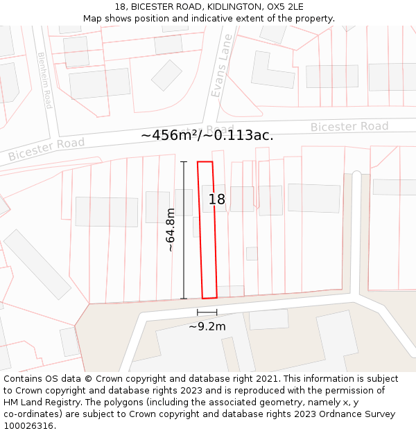 18, BICESTER ROAD, KIDLINGTON, OX5 2LE: Plot and title map