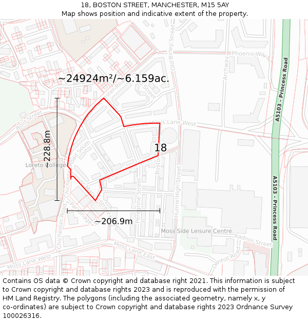 18, BOSTON STREET, MANCHESTER, M15 5AY: Plot and title map