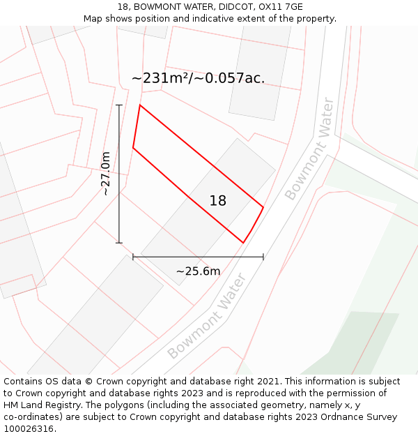 18, BOWMONT WATER, DIDCOT, OX11 7GE: Plot and title map