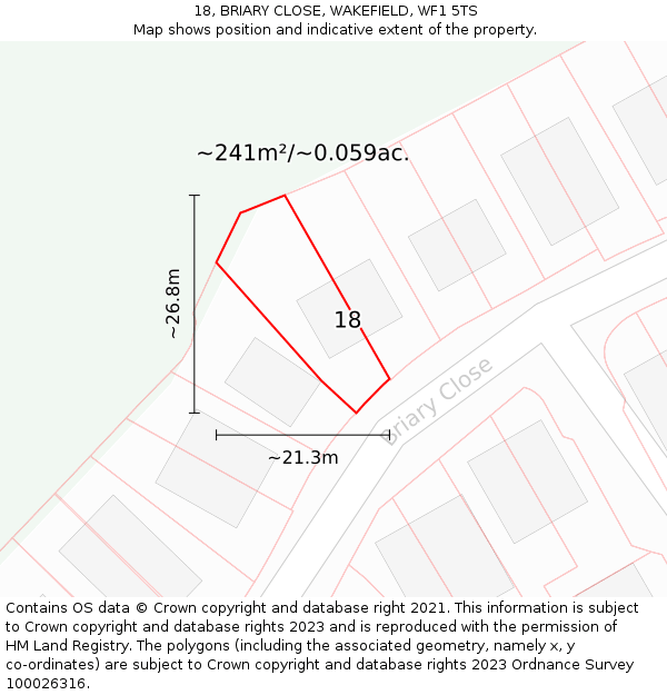 18, BRIARY CLOSE, WAKEFIELD, WF1 5TS: Plot and title map