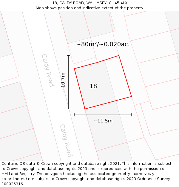 18, CALDY ROAD, WALLASEY, CH45 4LX: Plot and title map