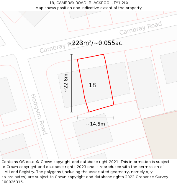 18, CAMBRAY ROAD, BLACKPOOL, FY1 2LX: Plot and title map