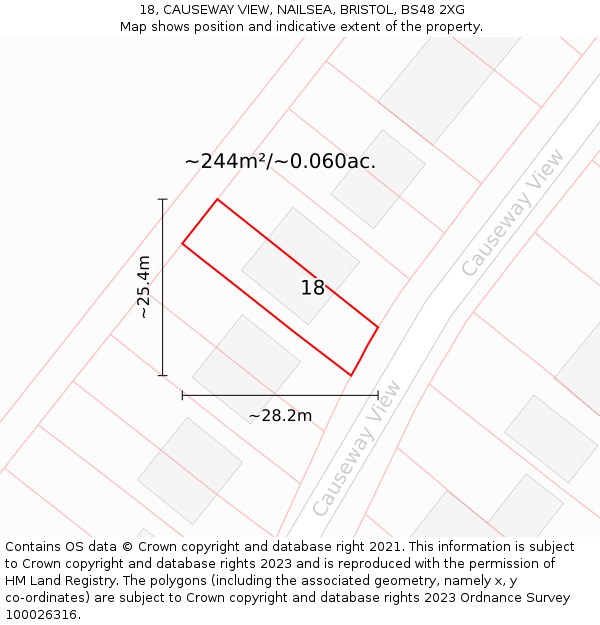 18, CAUSEWAY VIEW, NAILSEA, BRISTOL, BS48 2XG: Plot and title map
