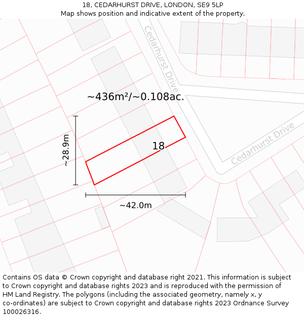 18, CEDARHURST DRIVE, LONDON, SE9 5LP: Plot and title map