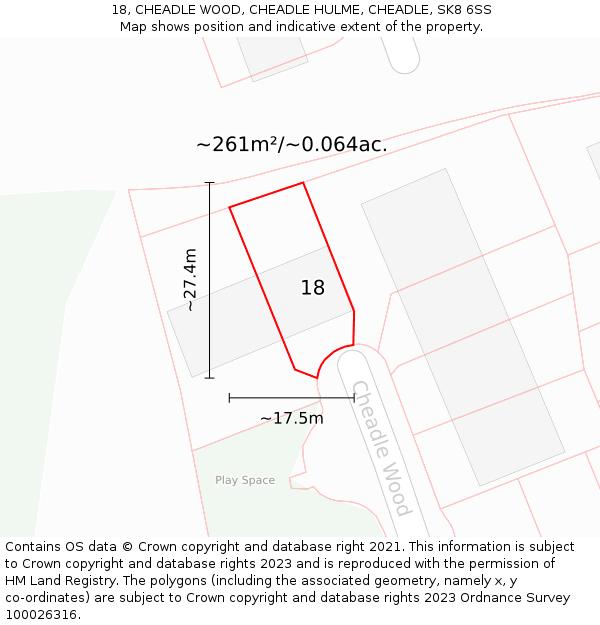 18, CHEADLE WOOD, CHEADLE HULME, CHEADLE, SK8 6SS: Plot and title map