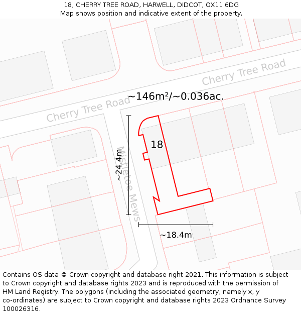 18, CHERRY TREE ROAD, HARWELL, DIDCOT, OX11 6DG: Plot and title map