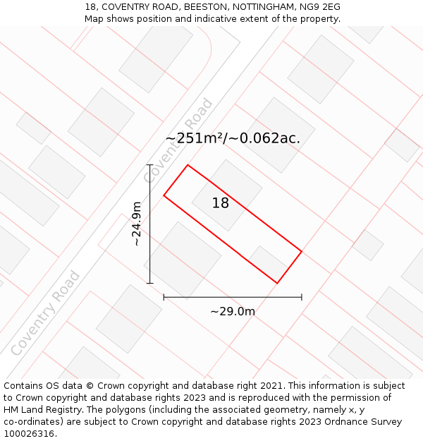 18, COVENTRY ROAD, BEESTON, NOTTINGHAM, NG9 2EG: Plot and title map