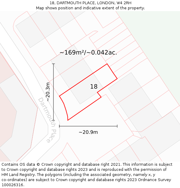 18, DARTMOUTH PLACE, LONDON, W4 2RH: Plot and title map