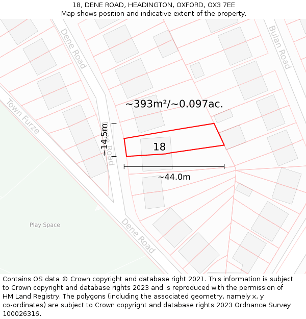 18, DENE ROAD, HEADINGTON, OXFORD, OX3 7EE: Plot and title map