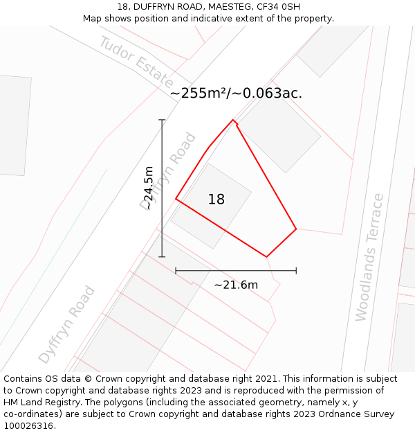 18, DUFFRYN ROAD, MAESTEG, CF34 0SH: Plot and title map