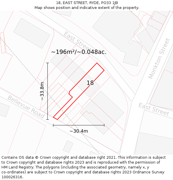 18, EAST STREET, RYDE, PO33 1JB: Plot and title map