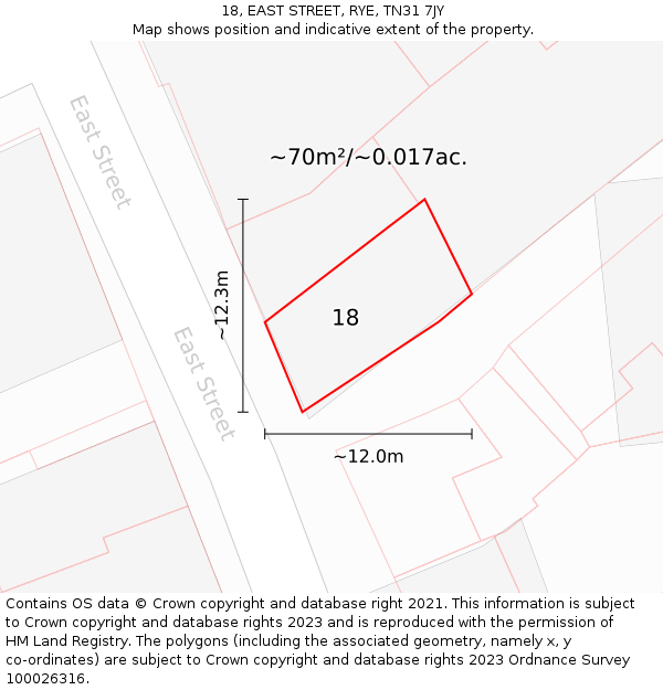 18, EAST STREET, RYE, TN31 7JY: Plot and title map