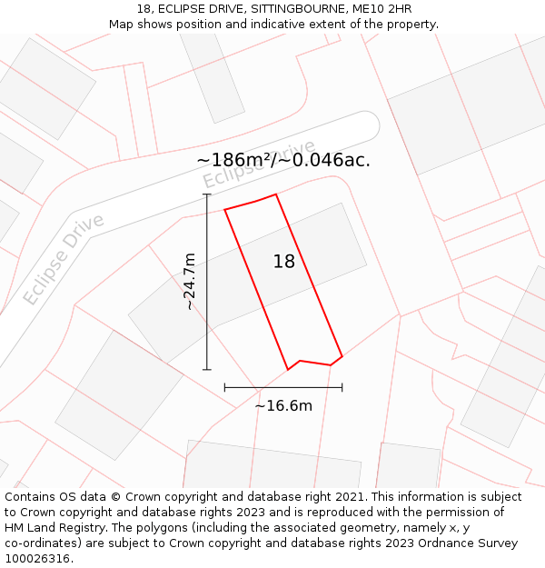 18, ECLIPSE DRIVE, SITTINGBOURNE, ME10 2HR: Plot and title map