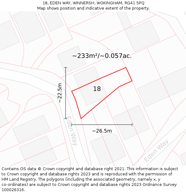 18, EDEN WAY, WINNERSH, WOKINGHAM, RG41 5PQ: Plot and title map