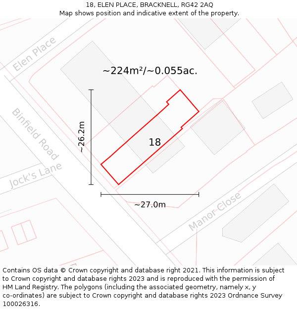 18, ELEN PLACE, BRACKNELL, RG42 2AQ: Plot and title map