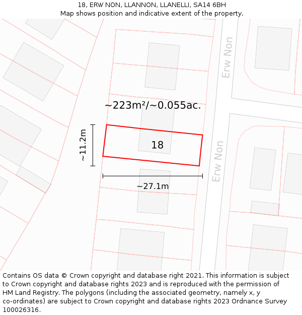 18, ERW NON, LLANNON, LLANELLI, SA14 6BH: Plot and title map