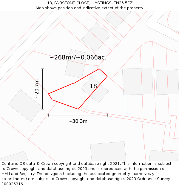 18, FAIRSTONE CLOSE, HASTINGS, TN35 5EZ: Plot and title map