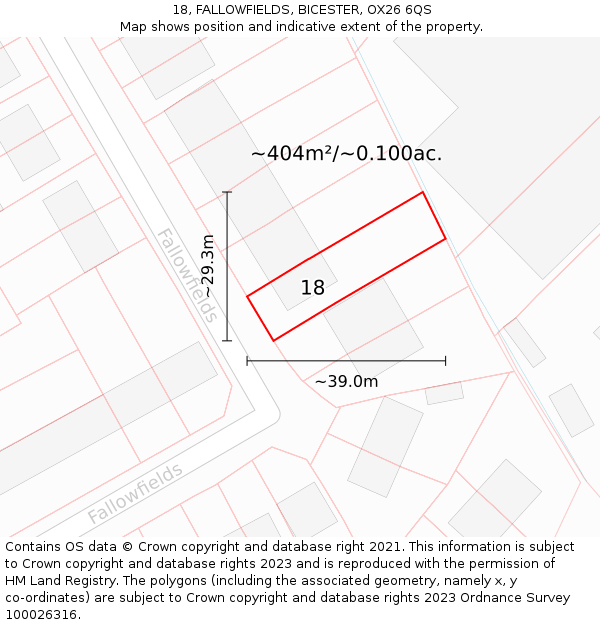 18, FALLOWFIELDS, BICESTER, OX26 6QS: Plot and title map