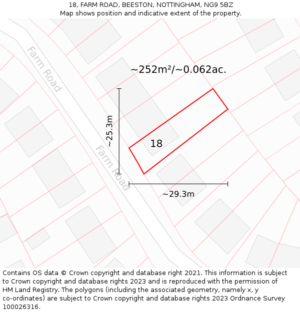 18, FARM ROAD, BEESTON, NOTTINGHAM, NG9 5BZ: Plot and title map