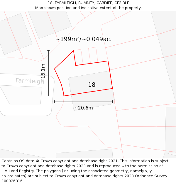 18, FARMLEIGH, RUMNEY, CARDIFF, CF3 3LE: Plot and title map