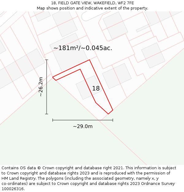 18, FIELD GATE VIEW, WAKEFIELD, WF2 7FE: Plot and title map