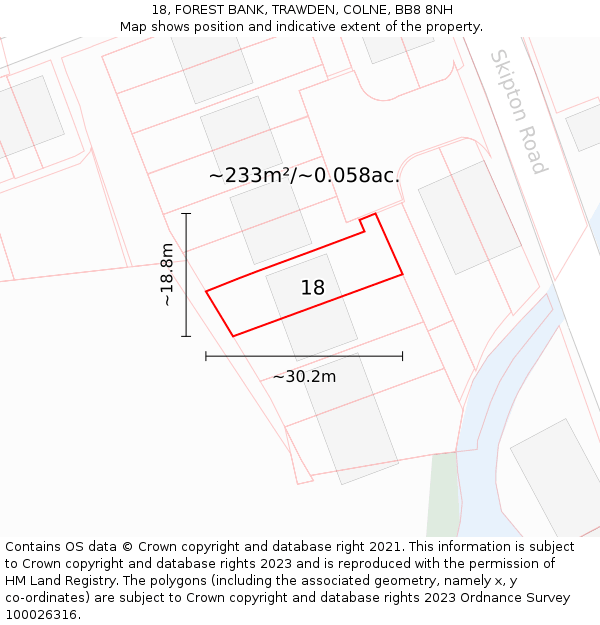 18, FOREST BANK, TRAWDEN, COLNE, BB8 8NH: Plot and title map