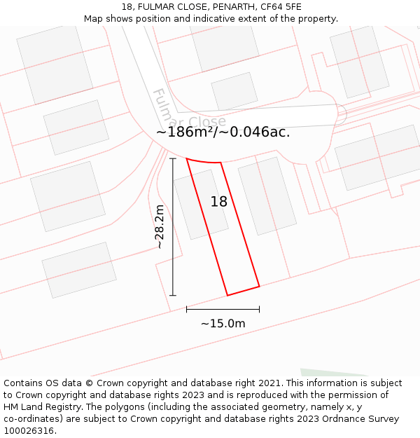18, FULMAR CLOSE, PENARTH, CF64 5FE: Plot and title map