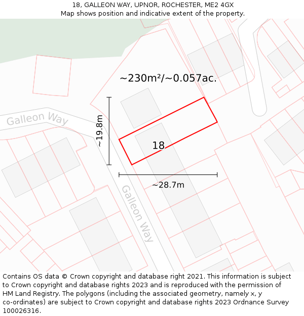 18, GALLEON WAY, UPNOR, ROCHESTER, ME2 4GX: Plot and title map