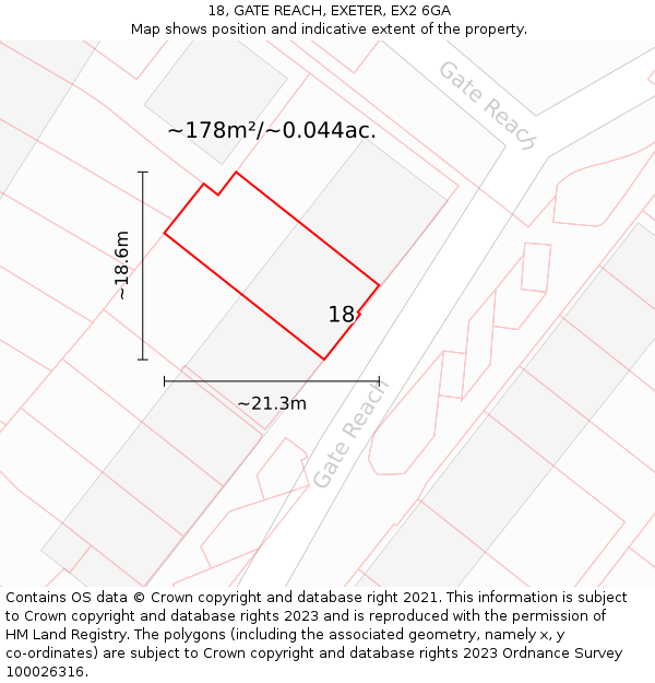 18, GATE REACH, EXETER, EX2 6GA: Plot and title map