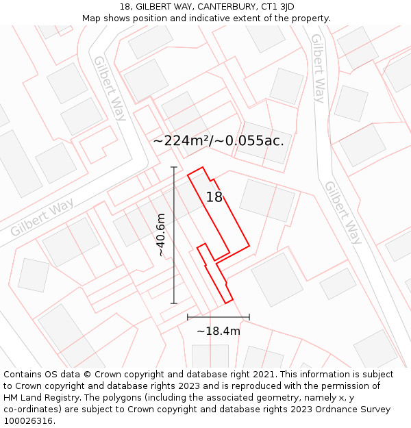 18, GILBERT WAY, CANTERBURY, CT1 3JD: Plot and title map