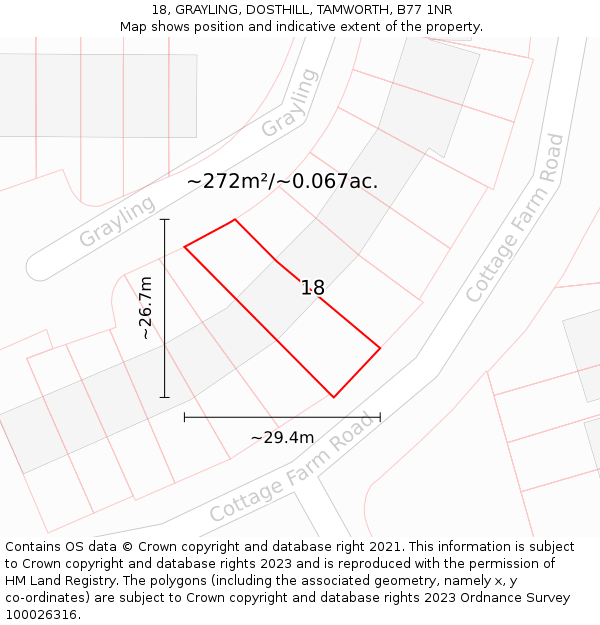 18, GRAYLING, DOSTHILL, TAMWORTH, B77 1NR: Plot and title map