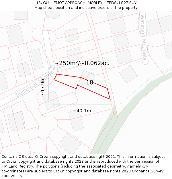 18, GUILLEMOT APPROACH, MORLEY, LEEDS, LS27 8UY: Plot and title map