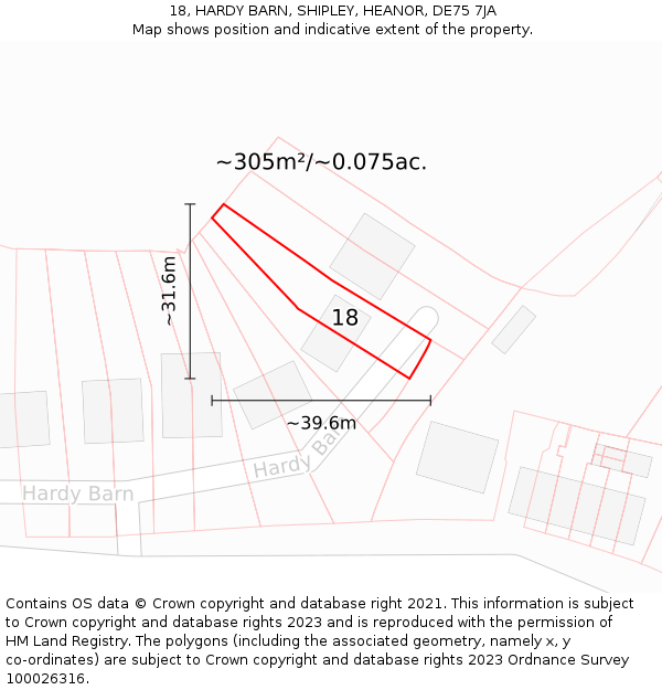 18, HARDY BARN, SHIPLEY, HEANOR, DE75 7JA: Plot and title map