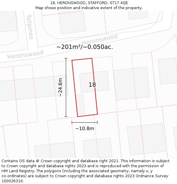 18, HERONSWOOD, STAFFORD, ST17 4QE: Plot and title map