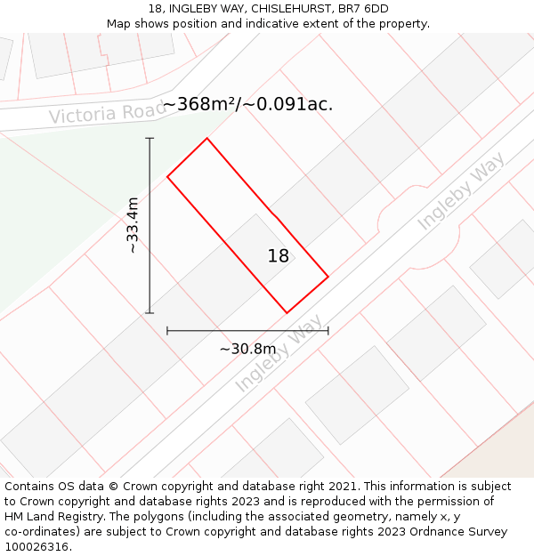 18, INGLEBY WAY, CHISLEHURST, BR7 6DD: Plot and title map