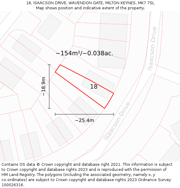 18, ISAACSON DRIVE, WAVENDON GATE, MILTON KEYNES, MK7 7SL: Plot and title map